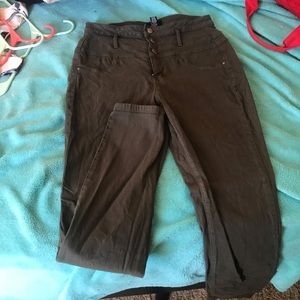 Army green skinny high waisted pants